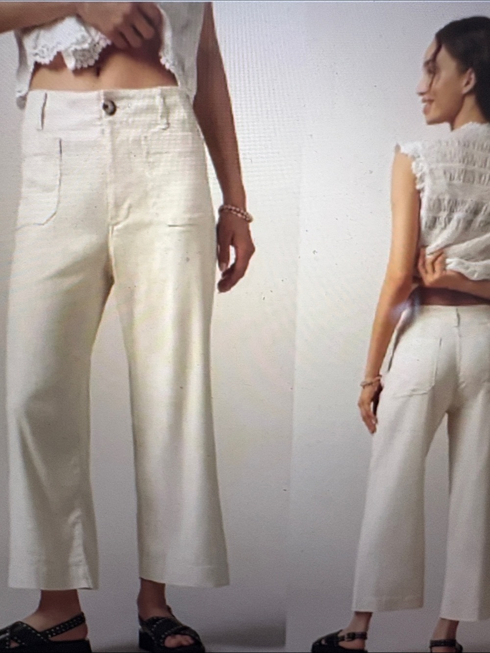 Anthropologie The Colette Linen Blend Crop Wide-Leg Pants by Maeve size 31 - Picture 10 of 10
